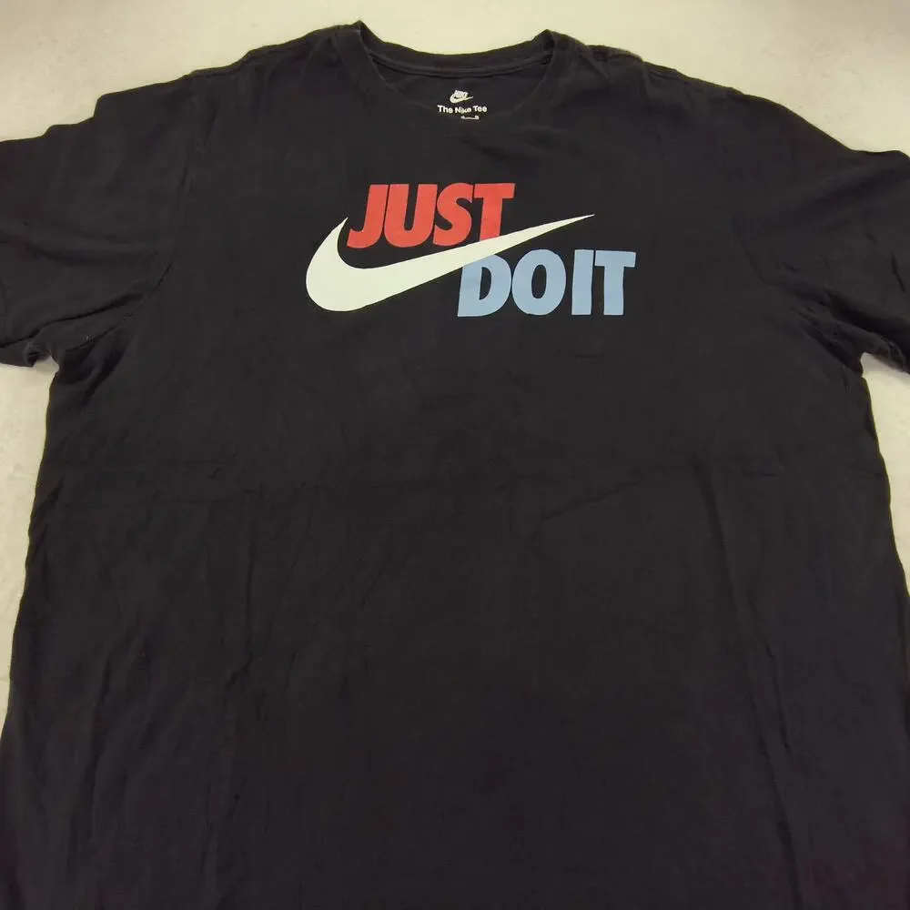 Nike Tee Just Do It Graphic Crew Neck Shirt Mens Size Extra Large XL Black Red